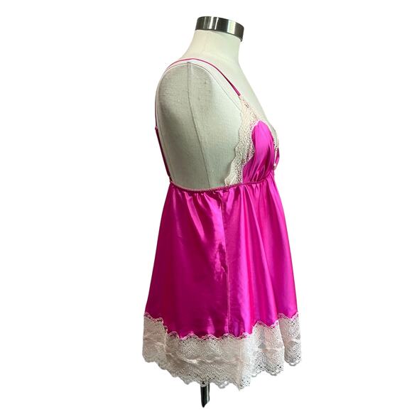 Y2K Victoria Secret Pink Satin Lingerie Tank Top Size Large - Picture 3 of 9